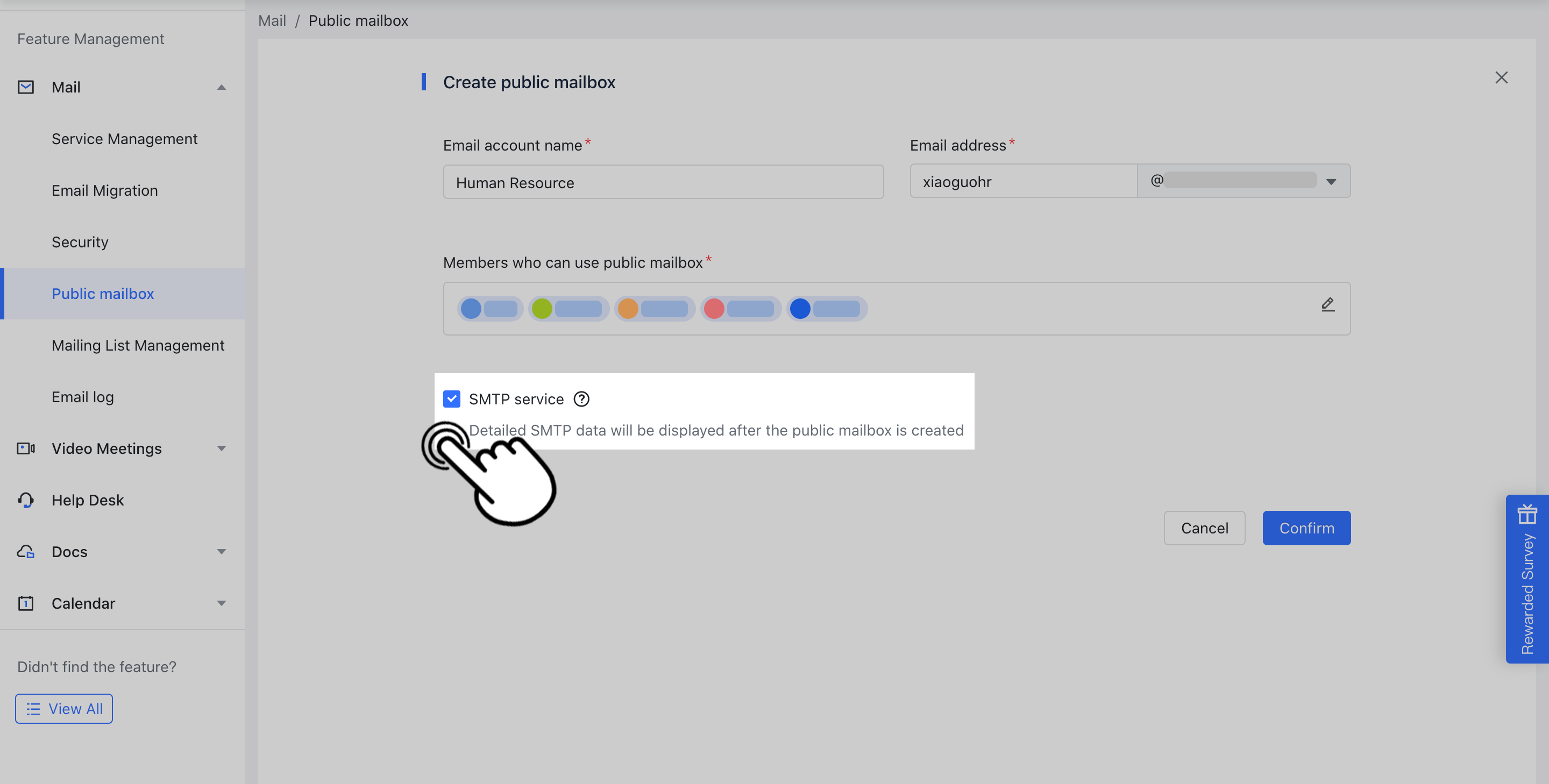 Create and use public mailbox